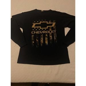 Chevrolet Black Shirt Mens Size L Long Sleeve Fruit Of The Loom No Tag Size
